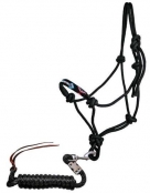 Showman Beaded Arrow Black Rope Halter With Lead