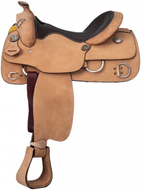 Full Natural Roughout with Padded Suede Seat Calf Roping Saddle