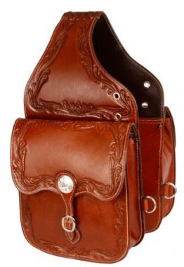 Showman Acorn Tooled Leather Saddle Bag 101SB: Chicks Discount Saddlery