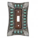 De Leon Collections Turquoise On Leather Single Switch Cover