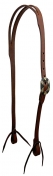 Showman Oiled Harness Split Ear Headstall With Antique Silver Bar Buckle