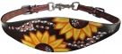 Showman Hand Painted Sunflowers And Brown Script Wither Strap