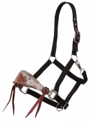 Showman Cowhide Black Nylon Thin Bronc Halter