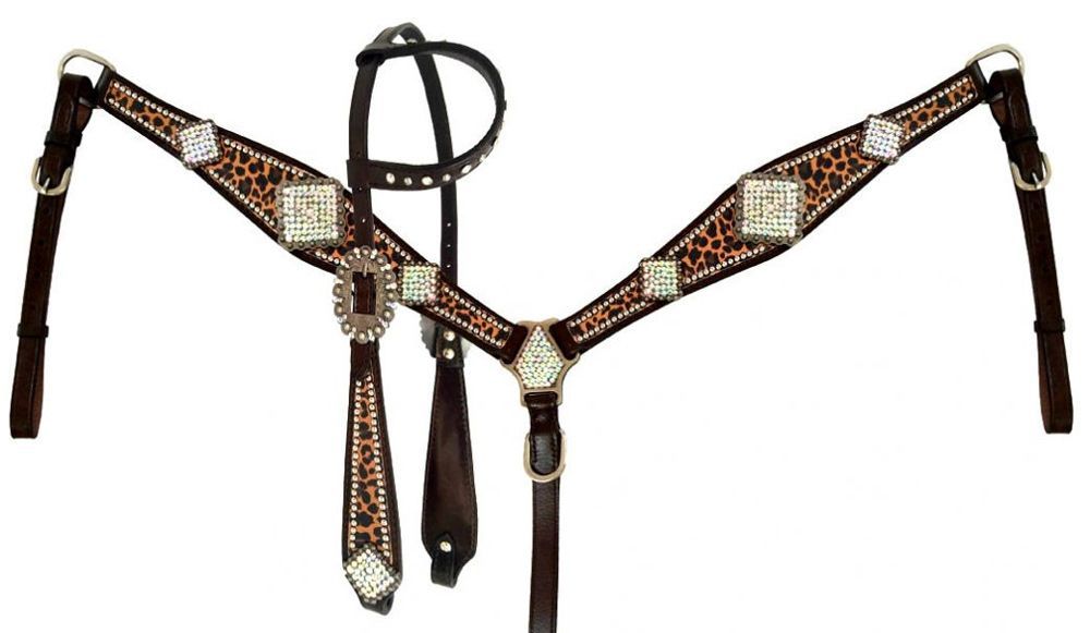 Show Tack Bridle Western Leather Rodeo Headstall Breast Collar 8526