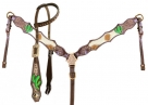 Showman Hair on Cowhide One Ear Headstall, Breast Collar, Reins Set With Painted Cactus