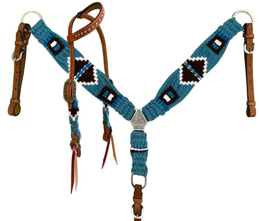 Showman ® Electric Aces One Ear Headstall and Breast Collar Set – Double C  Western Supply