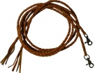 Leather Braided Split Reins With Scissor Snap Ends