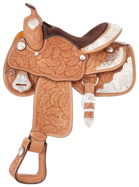 Silver Royal-Royal Oak Youth/Pony Silver Show Saddle - Classic Silver Trim  -12 Inch