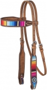 Tough-1 Serape Browband Headstall - Light Oil