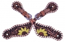 Showman Ladies Hand Painted Sunflower Spur Straps