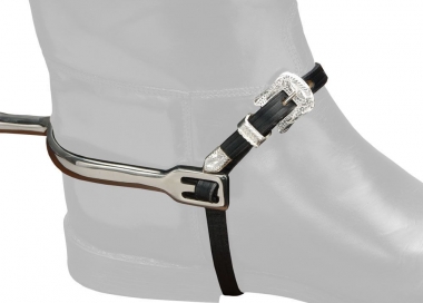 EquiRoyal Silver Buckle Black Leather English Spur Straps: Chicks ...