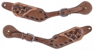 Showman Ladies Chocolate Roughout Spur Straps With Black Buckstitch