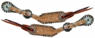 Showman Ladies Cowhide Inlay Spur Straps With Black Rawhide Lacing