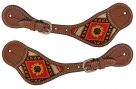 Rugged Ride Spur Straps With Beaded Inlay - Sunflower