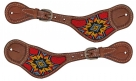 Rugged Ride Spur Straps With Beaded Inlay - Diamond Aztec