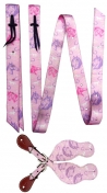 Showman Horse Head And Horseshoes Print Tie Strap, Off Billet And Spur Strap Set