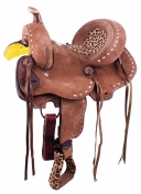 Double T Youth Barrel Style Saddle With Cheetah Print