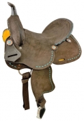 Double T Barrel Style Saddle With Teal Buckstitch