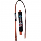 Showman 4 Ft Leather Over & Under Whip With Beaded Arrow Overlay