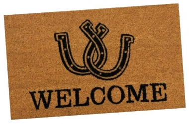 100% Coir Outdoor Welcome Mat - Horses at Fence: Chicks Discount Saddlery