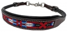 Rugged Ride Padded Wither Strap With Beaded Inlay - Red Aztec Feather