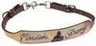 Showman Hand Painted 'Finish Strong' Wither Strap With Barrel Racer Design