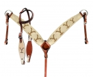 Showman Hair On Cowhide One Ear Leather Y Brand Headstall And Breast Collar Set