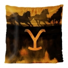 Yellowstone Wild Horses 16 inch Velvet Throw Pillow