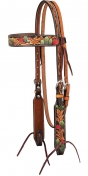 Weaver Turquoise Cross Cactus Tooled Browband Headstall